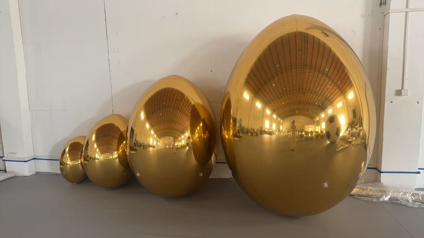 Gold Egg Shape Mirror Balloon Front View